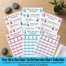 Tai Chi Chair Practice Guide, Instructional Aerial Yoga Style Poster, Includes Chest, Back, Leg And Core Workout Plan | Bodyweight Exercises For Women And Beginners, Easy To Read Home Gym Decor Fitness Wall Art - Multicolor - View 2