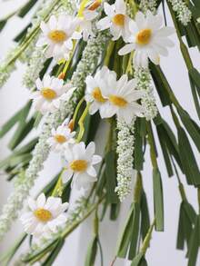 1件人造小菊花尤加利葉裝飾，人造植物，門飾，人造花，40cm/15.7in，18cm/7.1in，學校宿舍辦公室裝飾，派對活動節日生日派對裝飾，婚禮季節裝飾，居家入口酒店餐廳 - 彩色 - 查看 11