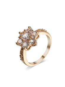 1pc Fashionable Colorful Zirconia Flower Ring For Women - White - View 8