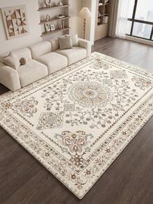 Light-Colored Vintage Bohemian Living Room Carpet.Suitable For Kitchen,Dining Room,Imitation Cashmere Rugs For Bedroom,Festival Decorative Carpet For Living Room,Indoor And Outdoor,Office,Lobby,Area Rug,Non Slip Door Mat,Bathroom Rug,Corridor,Carpet In Study And Esports Area. - Beige - View 5