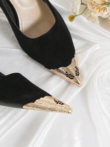 Women's Pointed Toe Shoe Tip Protector, Removable Shoe Toe, Metal Toe Cover - Gold - View 4