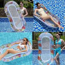 1 Set Adult Inflatable Pool Floating Lounge Chair, Mesh Design, Adult Pool Hammock, Watermelon/Strawberry Pattern, Built-In Headrest, Built-In Sparkling Colorful Confetti (Random Color And Style) - Multicolor - View 4