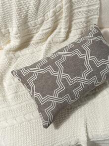 1 pieza Funda de almohada decorativa bordada con patrón geométrico gris, funda de almohada decorativa bordada con líneas geométricas minimalistas modernas, adecuada para decoración interior, funda de almohada para todas las estaciones, no incluye relleno de almohada - Gris - Ver 6