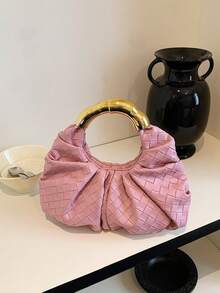 Fashionable Minimalist Pleated Cloud Handbag, Versatile Shoulder/Underarm Bag - Pink - View 6