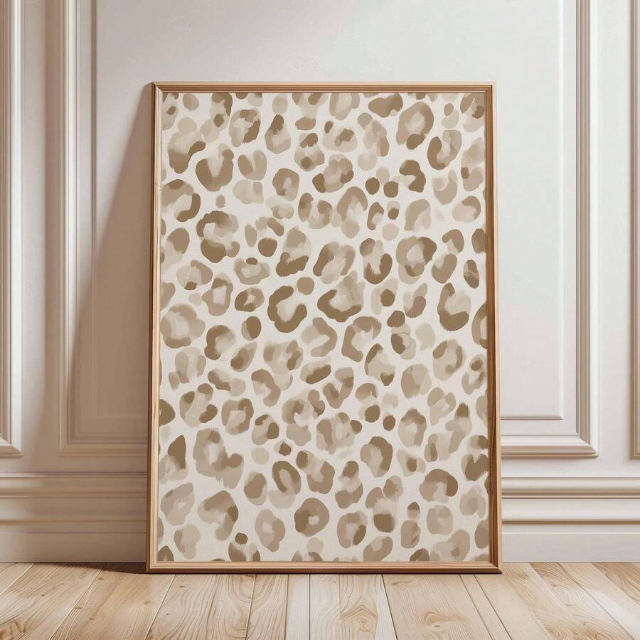1pc Frameless Neutral Leopard Print Beige Animal Pattern Wall Art - Modern Wild Style Minimalist Jungle Print For Bedroom Living Room, Unique Fun Wall Decor, Fashionable Artist Style Dorm Apartment Bedroom Decoration, For Home Office Classroom, Cute Dorm Poster, Party Decor And Best Gift Choice, Room Decor Bedroom, Decoration Bedroom, Prints For Wall, Posters, Vintage Decor - Leopard Print - View 1