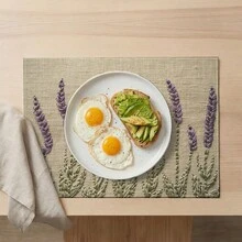 2/4/6/8pcs Lavender Print Rectangular Placemats, Suitable For Home, Restaurant, Holiday Celebration, Banquet Table Decoration - Multicolor - View 2
