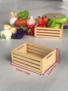 Dollhouse Miniature Square Wooden Frame, Mini Vegetable & Fruit Storage Basket, Wooden Decorative Accessory, Desktop Micro Scene Ornament - Multicolor - View 7