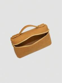1 pieza Bolso cruzado cuadrado de PU con textura de piedra de unicolor, adecuado para el uso diario de moda de las mujeres, salidas, compras, fiestas, bolso elegante de mujer, bolso de mujer - Mostaza Amarilla - Ver 7