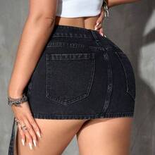 Women Denim Shorts - Negro01 - 查看 3