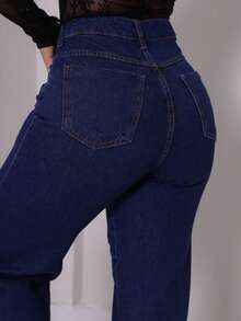 Women's Wide Leg Pants - Comfortable, Casual, Versatile, Stylish, Modern, Blogger Quality - 中等水洗藍 - 查看 6