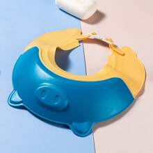 1pc Adjustable Cartoon Waterproof Bath Cap, Baby Shampoo Bath Hat, Portable Shower Cap, Silicone Material, Sun Hat, Cute Piggy Design - High Quality Ear Protection, Multiple Colors Available (Pink, Blue) - Bathroom Essential Bath Cap, Bathroom Accessory, Fun Design, Comfortable Fit - Multicolor - View 5