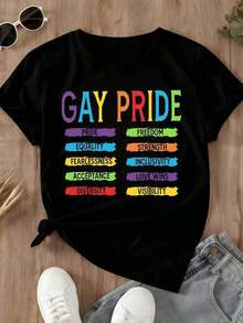 Comfortable For All-Day Wear. Women's Casual Short-Sleeve Crew Neck T-Shirt With A Relaxed Fit, Featuring Pride Slogans Such As "Rainbow," "Equality," "Freedom," "Strength," "Inclusion," "Love Wins," "Visibility," "Pride," "Acceptance," "Courage," And "Diversity." Ideal For Pride Events And Everyday Wear. Its Comfortable, Relaxed Fit Flatters All Body Types, While The High-Quality Material Is Soft To The Touch And Durable. - 白色 - 查看 11