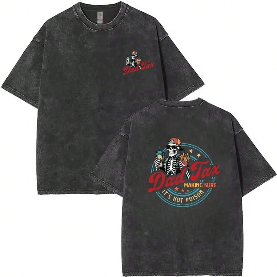 Father's Day T-Shirt "Dad's Tax" Making Sure It's Not Poison, Funny Dad T-Shirt, Dad's Tax T-Shirt, Father's Day T-Shirt, Humorous T-Shirt, Tax T-Shirt, Gift For Dad - 灰色 - 查看 1