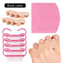 Soft Silicone Toe Separator With Nail File And Cleaning Brush Set, Home Pedicure And Manicure Nail Care Tools - Multicolor - View 12