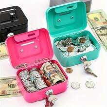 Caja de Almacenamiento de Monedas - Diseño Antirrobo con Cerradura de Metal - Caja de Dinero Portátil, Adecuada para el Hogar, la Oficina y los Viajes - Para Almacenar Llaves, Efectivo y Objetos de Valor, Resistente y Confiable. Caja de Ahorro de Dinero Creativa de Mano con Almacenamiento de Llaves y Caja de Monedas. Almacenamiento & Organización. - Multicolor - Ver 3