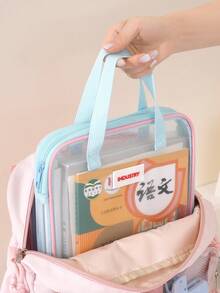Transparent Mesh Zipper File Folder Bag,Waterproof Student Homework Bag,Subject Organizer Bag,Large Capacity Document Bag,Retro Plaid For Textbooks, Notebooks,For Student,Teacher,Office,Suitable Elementary,Middle,High School Students,Back To School - View 11
