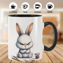 [Envío en 24 horas dentro de México]Taza de cerámica de 11 oz con asa y doble impresión - Diseño de conejo enojado, perfecta para bebidas frías o calientes, un regalo único para Halloween, Navidad, bodas, cumpleaños y Día de San Valentín, una taza de café innovadora.|Ilustraciones Divertidas|Cerámica duradera, accesorios para cafeterías - 1 - Ver 6