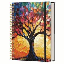 Sổ tay lò xo A5 cỡ trung bình (5.7" x 8.3") 140 trang, phù hợp cho cả nam và nữ, dùng để viết nhật ký và công việc văn phòng, bìa cứng, giấy dày 100gsm (họa tiết cây nhiều màu sắc) - A5 - Xem 9