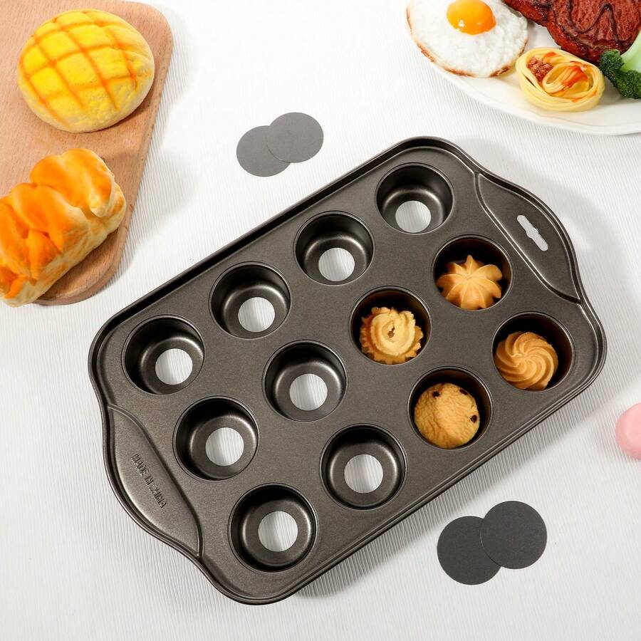 12-Cup Non-Stick Carbon Steel Mini Muffin Pan With Removable Bottom, 13 X 8 Inch Cheesecake Pan, Mini Cheesecake Pan, Non-Slip Muffin Pan Baking Supplies
