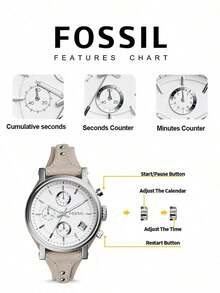 Fossil 美式復古女款石英手錶，生日、週年紀念、情人節、母親節、成年禮禮物，輕奢休閒女錶，附日期顯示與螢光指針 ES3811 - 白色 - 查看 6