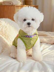 1件寵物衣服，戶外與室內穿著，歐韓風格，適合貴賓犬、泰迪犬、小型犬、幼犬、貓，休閒舒適無袖夾克配蝴蝶結 - 彩色 - 查看 4