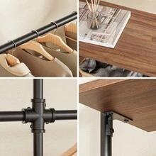 SoBuy 壁掛式衣架，帶 4 根衣桿和 4 個 MDF 層板，尺寸 265x48x220 厘米，工業黑色開放式衣櫃衣架，承重 120 公斤，適用於臥室，型號 KLS19-SCH - 黑色 - 查看 8