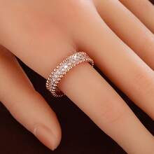 1pc Minimalist Round Ball Design Single Row Cubic Zirconia Women Ring - Multicolor - View 7