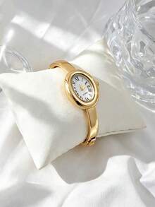 New Vintage Luxury Roman Numeral Women's Watch, Elegant High-End Fashion Quartz Wristwatch - Gold - View 2