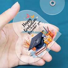 1pc 2D Acrylic Rotating Heart-Shaped Figurine, Congratulations On Your Graduation, Start A New Adventure, 360° Rotating Decorative Piece - Suitable For Home, Office, Wedding, Birthday, Party Decoration, Transparent Acrylic Material Desktop Decor - Elegant Rotating Desktop Ornament - Colorful - View 9