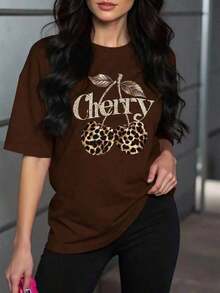 Short-Sleeved T-Shirt With Cherry Print - White - View 3