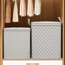 1pc Large Capacity Fabric Wardrobe Storage Bag, Multi-Functional Clothing & Quilt Storage Bag, Foldable Portable Organizer Bag, Zipper Moving Bag, Suitable For Moving, Travel, Dorm, Home Decor, Room Decor, Household Storage - Grey - View 4