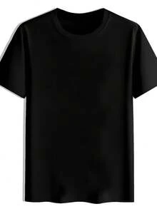 Printed T-Shirt With A Design On The Back, Modern And Fashionable, Perfect For Summer, Versatile, Short-Sleeved T-Shirt With A Round Neck, Casual Top For Everyday Wear, Men's Clothing - 黑色 - 查看 2