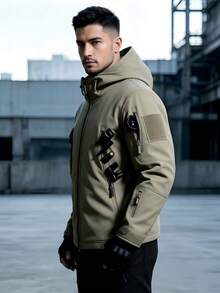 Tactical Military Jacket Made Of Soft Shark Skin - Khaki - View 3
