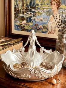 This French Vintage-Style Jewelry Tray Boasts An Elegant Design And Is Adorned With Delicate Figurines. Perfect For Storing Jewelry, It's Ideal For Placing On A Dressing Table, Bedside Table, Entryway Table, Or Desktop – Both Practical And Beautiful. - Multicolor - View 7