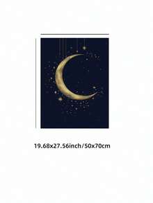 1pc Frameless Islamic Crescent Moon Wall Art, Ramadan Decor Golden Starry Night Sky Print, Dorm Room Party Decoration Best Gift, Back To School, Room Decor Bedroom, Funkyposters - New Moon - View 13
