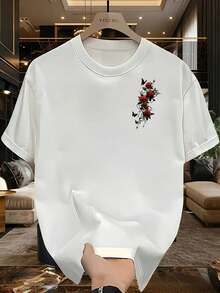 Camiseta de manga corta casual de verano  hombre, hecha de tela de alta calidad con un estampado de marca moderna - Blanco - Ver 1