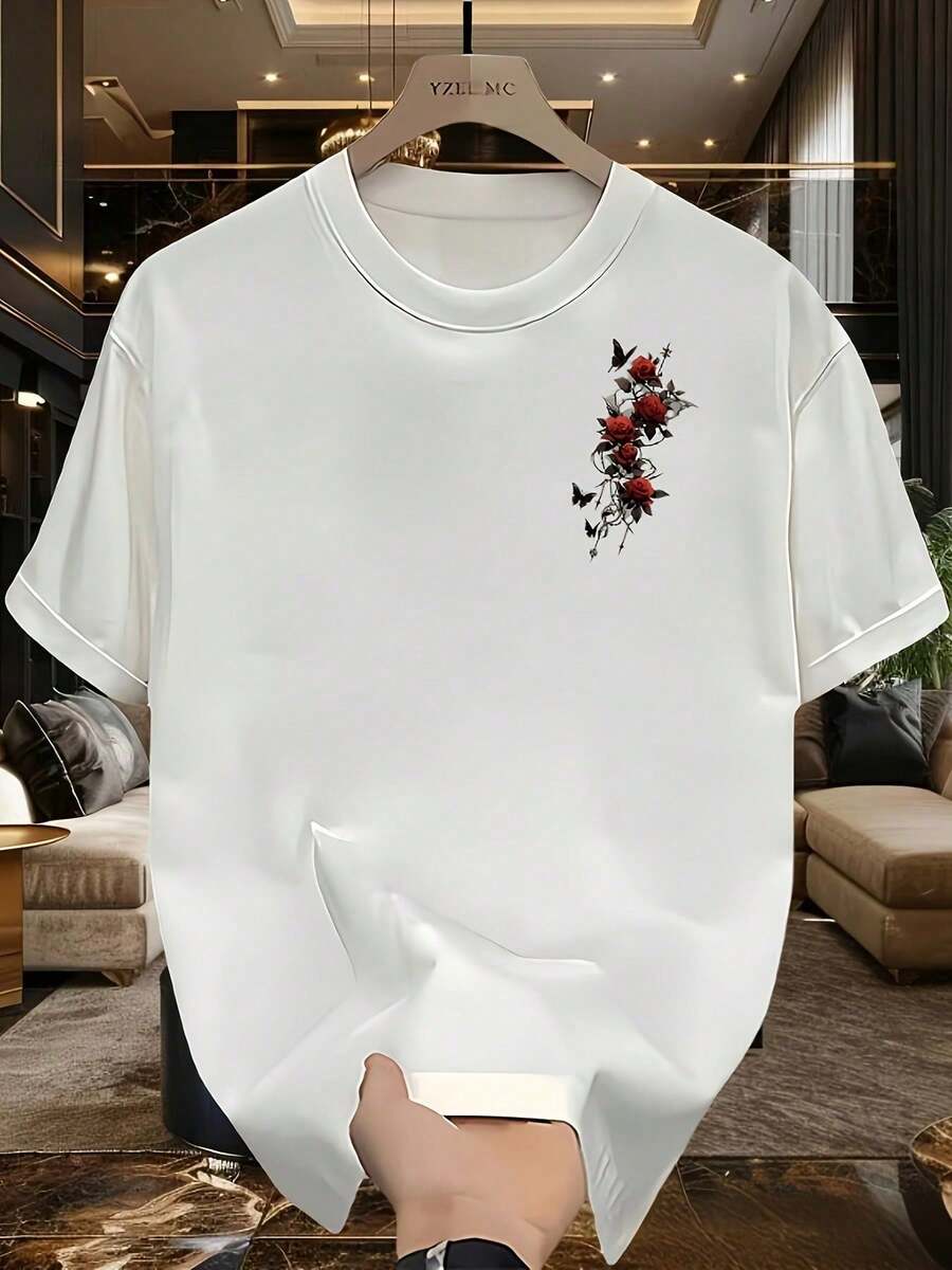 Camiseta de manga corta casual de verano hombre, hecha de tela de alta calidad con un estampado de marca moderna - Blanco - Ver 1
