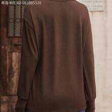 Yunuo Menswear  Camiseta de manga larga con cuello en V de unicolor casual, versátil para el otoño - Azul marino - Ver 3