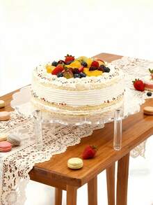 1pc/4pcs Acrylic Round Cake Stand, Party/Birthday Dessert Display Stand, Transparent Crystal Display Stand - Clear - View 2