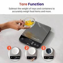Digital Food Kitchen Scale, Grams And Oz Weight Loss, Baking And Cooking, 0.05oz/1g Precise Graduation, 5 Weight Units, IPX6 Waterproof, USB Rechargeable, 304 Stainless Steel-Silver, 22lb - 不銹鋼-銀色 - 查看 7