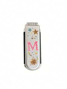 1pc 2-In-1 Foldable Makeup Mirror, Retro Creative Star & Letter Design, Foldable Portable Mini Comb With Mirror, Fashionable Beauty Tool For Travel, Gift, Dual-Use Air Cushion Comb, Scalp Massage Hair Brush, Suitable For Travel And Gift - Multicolor - View 13