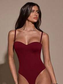 Body de mujer de unicolor y sexy - Burdeos - Ver 6