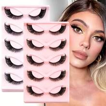 5Pairs Fox Eye Outer Corner Elongated Strip False Eyelashes, Wispy Fluffy Faux Mink Lash Extensions, Thin Soft Band For Comfort All-Day Wear & Lifted Eye Contour Effect, For Daily Makeup, Party & Photo Shooting Styling, Eye Makeup Accessory - Black - View 2