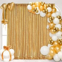 Shiny Sequin Party Backdrop Curtain, Birthday Party Decorations, Birthday Banner, Birthday Backdrop, Birthday Party Supplies, Reusable For Home Decor, Wedding, Baby Shower Decoration, Suitable For Gold & Black Stand: Everyday Use And Party Occasions, Timeless Sparkling Backdrop Cloth - Gold - View 8