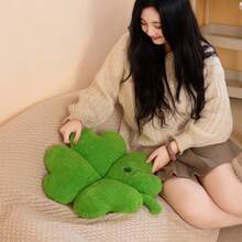 1 pieza Almohada de peluche realista de trébol de cuatro hojas, muñeco de peluche suave de trébol de cuatro hojas, decoración para sala de estar y dormitorio, adorno colgante de trébol de cuatro hojas, decoración para coche, accesorio para mochila, regalo de cumpleaños para novia, amiga, regalo de Navidad, Halloween - Multicolor - Ver 7