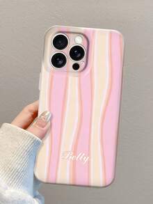 1 DIY Customized Striped Signature Phone Case, Glossy Hard Film Phone Case, Customizable Gift For Family/Friends/Couples/Pets' Signature Text, Compatible With IPhone 11/12/13/14/15/16/17 Pro Max, Compatible With Samsung Phone Cases S26 Ultra/S25/S24/S23/S22/A55/A54/A53 And Other Android Phone Models, Gift/Cheap/Spring Phone Case - Multicolor - View 6