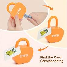 5件組趣味教育拼圖 解鎖數字與字母配對玩具，彩色鑰匙與蘋果鎖拼圖兒童教育學習玩具 - 彩色 - 查看 5