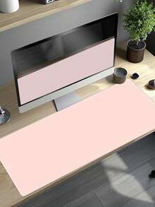 INS風粉色純色滑鼠墊 90*40cm 大尺寸可愛桌面裝飾墊 加厚防滑辦公電競鍵盤墊 - 查看 6