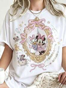 Disney Cartoon Pink Cat Ear Girl Printed T-Shirt, Suitable For Daily Wear, Easy To Wear In Summer, Micro-Elastic, Soft Round Neck Casual Daily Shirt, Round Neck Summer Sweatshirt, For Both Men And Women, Loose Version, Holiday Gift.--Disneys Disneyland Paris The Magic Kingdom Disneyesque The House Of Mouse Mickey Mouse Empire Modest Summer Outfits Take That T Shirt Summer Coord Tops For Women Summer Summer Clothes Women Summer Clothes Summer Tops Summer Tops Women Summer Co Ord Summer Top Summer Outfits White Top Black Top Holiday Outfits For Women  Tops For Women Summer Holiday Gifts Valentine's Day Gifts Earth Day Gifts Oktoberfest Gifts Summer Bank Holiday Gifts - trắng - Xem 6