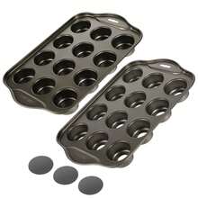 12-Cup Non-Stick Carbon Steel Mini Muffin Pan With Removable Bottom, 13 X 8 Inch Cheesecake Pan, Mini Cheesecake Pan, Non-Slip Muffin Pan Baking Supplies - Black - View 9